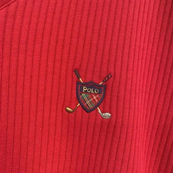 Vintage Polo Ralph Lauren Golf  Vest V Neck Mens L Red Cotton Rib Y2K - Picture 2 of 5
